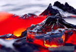 Glaciers Floating In A Pool Of Lava Landscape Ai Art