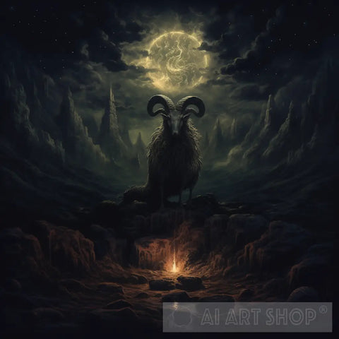 Goat Moon Surrealism Ai Art