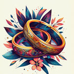 Wedding rings and flowers illustration copy