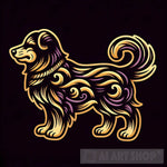 Gold And Purple Dog Animal Ai Art