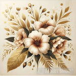 Gold And White Flowers Ai Artwork