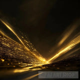 Gold Lights And Black Background Abstract Ai Art