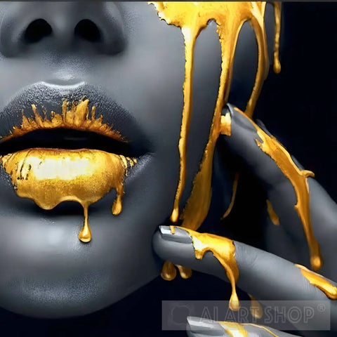 Gold Lips Ai Artwork