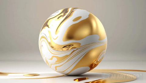 Gold Marbled Sphere Abstract Ai Art