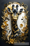 Golden Giraffe Wall Art Animal Ai Art