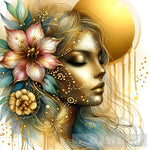 Golden Girl With Flowers Ai Painting