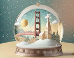 Golden Globe Bridge In Snow Ai Artwork