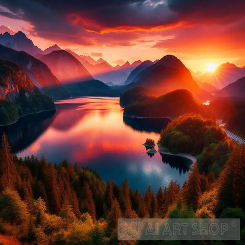 Golden Hour Grandeur Nature Ai Art