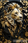 Golden Lion Wall Art Portrait Ai Art