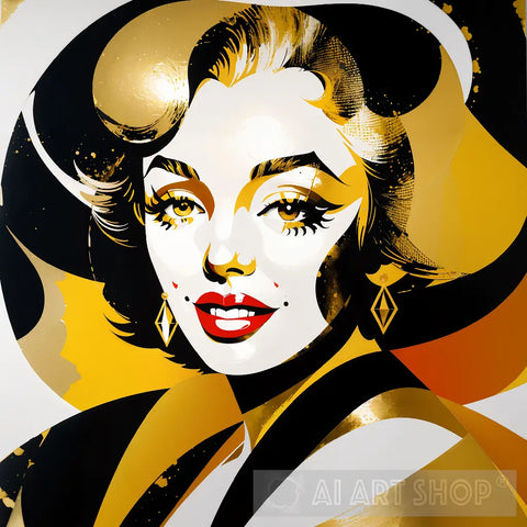 ai generated collage painting golden marylin