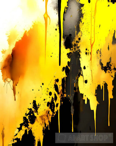 Golden Paint Dripping 2.0 Abstract Ai Art