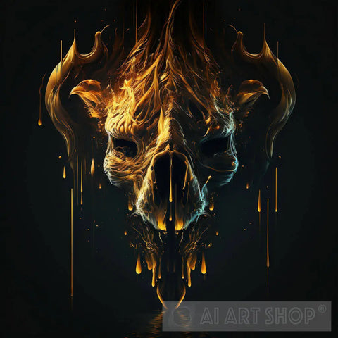 Golden Skull Ai Artwork