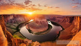 Golden Sunset Over Canyon River Landscape Ai Art