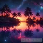 Gorgeous Sunset Over Water And Tropical Islands Landscape Ai Art