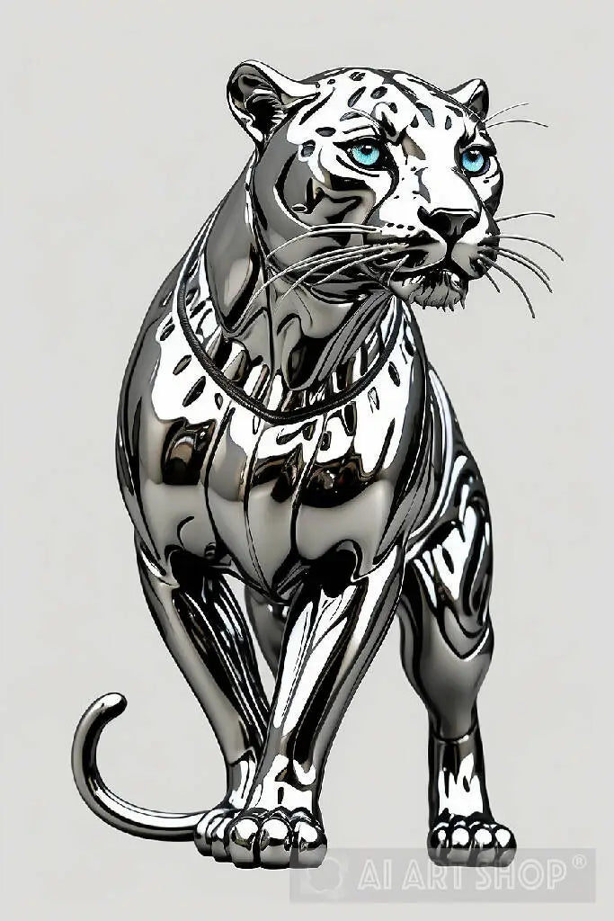 Graceful Chrome Panther Dynamic Elegance Liquid Metal