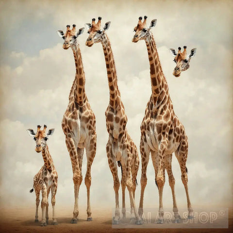 Graceful Giraffes Animal Ai Art