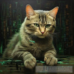 Green Cat Wall Painting Animal Ai Art