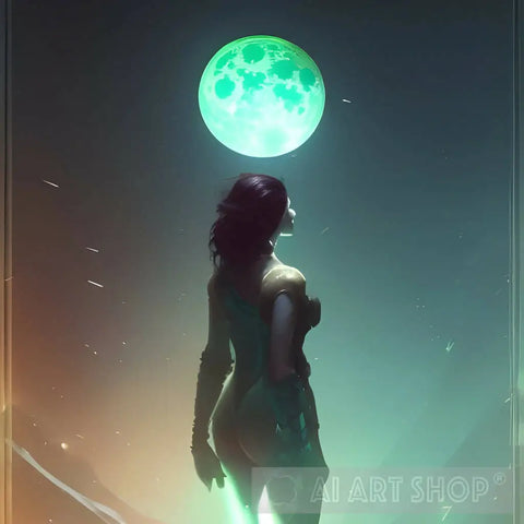 Green Moon Nature Ai Art