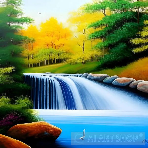 Beautiful Waterfall Stock Illustration - Download Image Now - Tropical  Rainforest, Waterfall, Agricultural Field - iStock