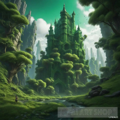 Greenery Castle Abstract Ai Art