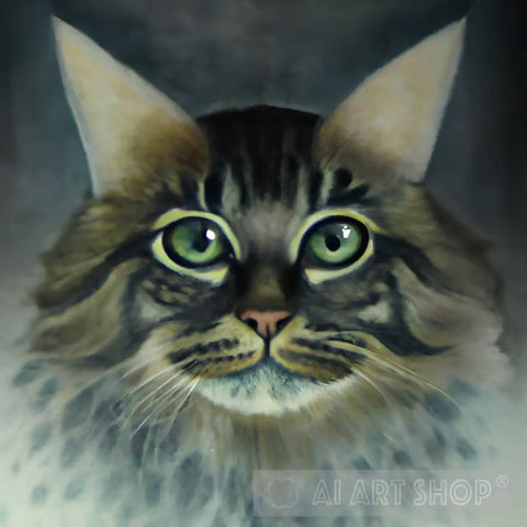 Grey Tabby Cat Painting Animal Ai Art