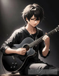 Guy In Black Plays Acoustic Guitar Ai Artwork