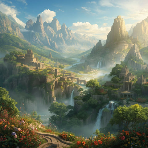 Enchanting Ancient Ruins Valley – Fantasy Landscape