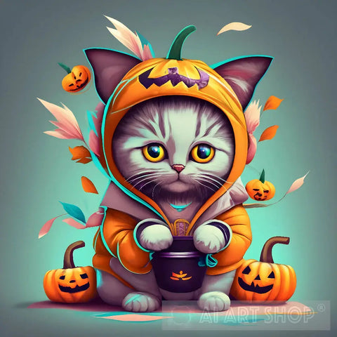 Halloween Cat Animal Ai Art