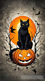 Halloween Cat On Pumpkin Ai Artwork