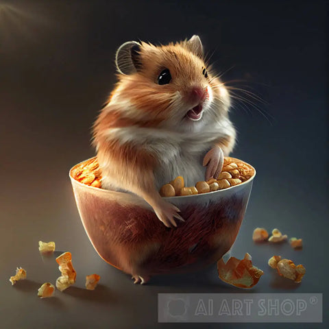 Hamster In Popping Corn Ai Artwork
