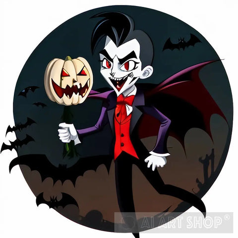 Happy Cool Vampire Halloween Ai Artwork