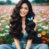Happy Stunning Woman With Curly Long Dark Hair Ai Painting