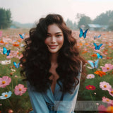 Happy Stunning Woman With Curly Long Dark Hair Ai Painting