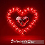 Happy Valentines Day With A Heart Symbol From Led String Lights And Valentine Elements On Red