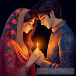 ’Harmonious Candlelit Encounter: A Wall Painting Tale’ Portrait Ai Art