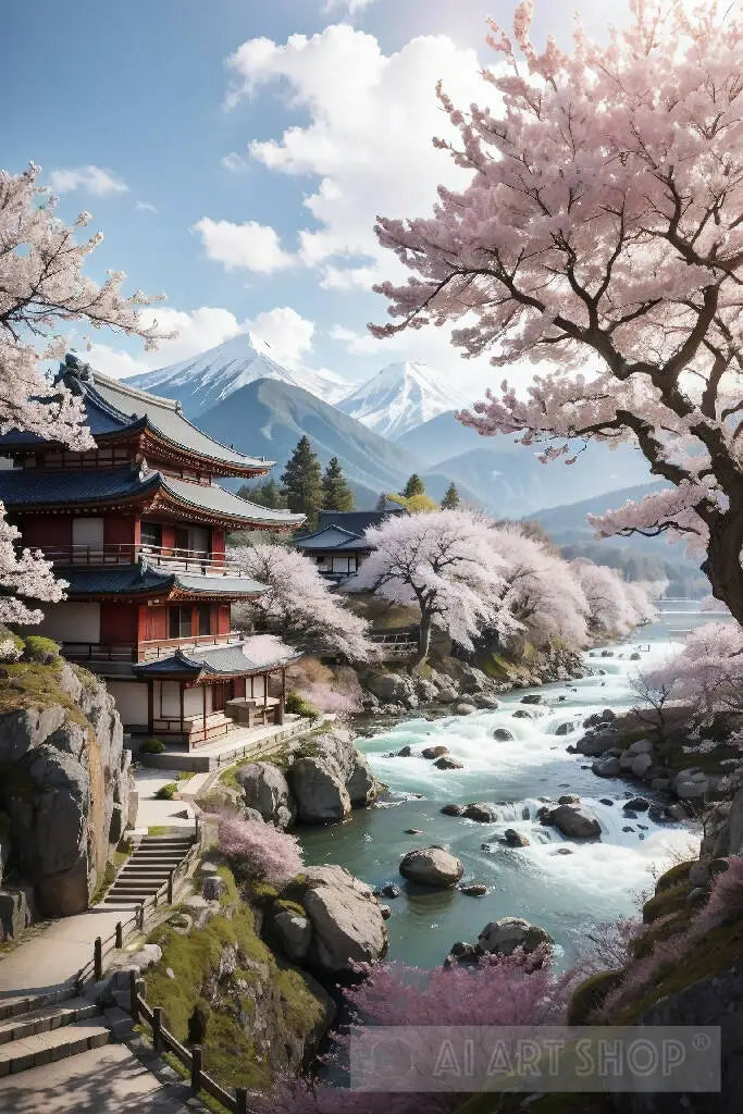 Japanese Dojo Landscape, Zen Nature Photography