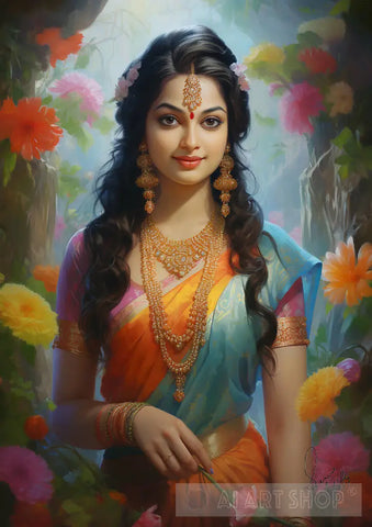 Harmony Unveiled: A Reverent Portrait Of Goddess Bhramcharini Ai Art