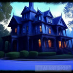 Haunted Mansion Inhabited By Creepy Spirits Portrait Ai Art