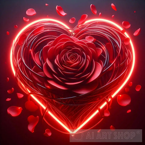 Heart Shape With Roses Ai Artwork