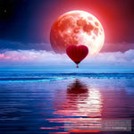 Heart Valentine’s Day Moon Flower Rose Colors Beauty Love Ocean Landscape Ai Art