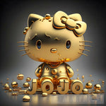 Hello Kitty In Gold Classy With Name Jojo Ai Artwork