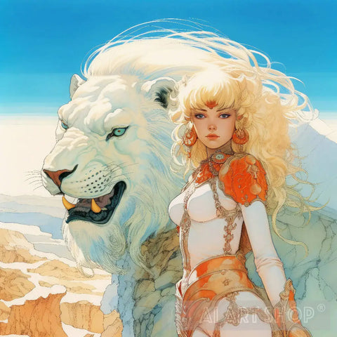 Heterodimension: White Lion Skywalker Surrealism Ai Art