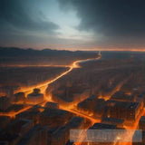 Hidden Cityscape Lit By Magical Torches Portrait Ai Art