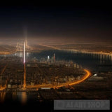 Hidden Cityscape Lit By Magical Torches Portrait Ai Art