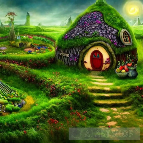Hobbit House And Gardens Landscape Ai Art