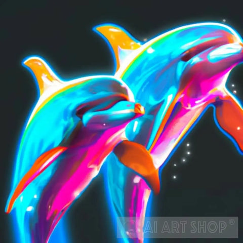 Holographic Dolphins Animal Ai Art