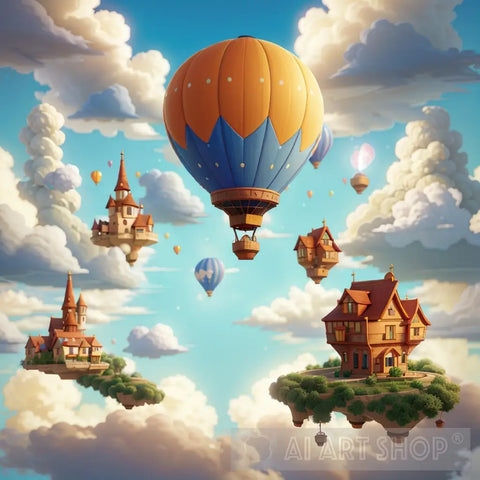 Hot Air Balloons In The Sky Pop Ai Art