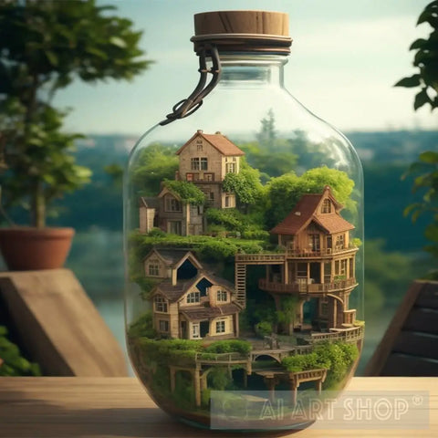 House In A Bottle Modern Ai Art