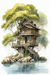 House On A Tree Expressionism Ai Art