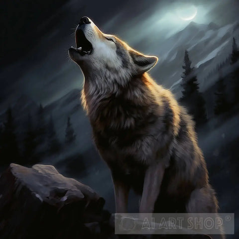 Howling Wolf Animal Ai Art